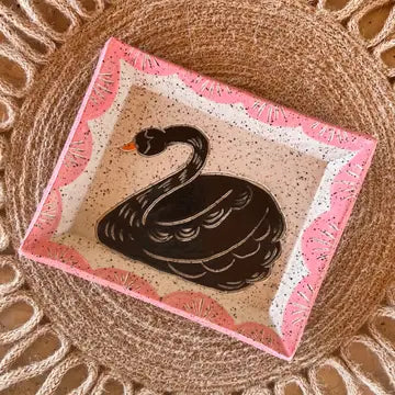 Black Swan Sgraffito Trinket Dish