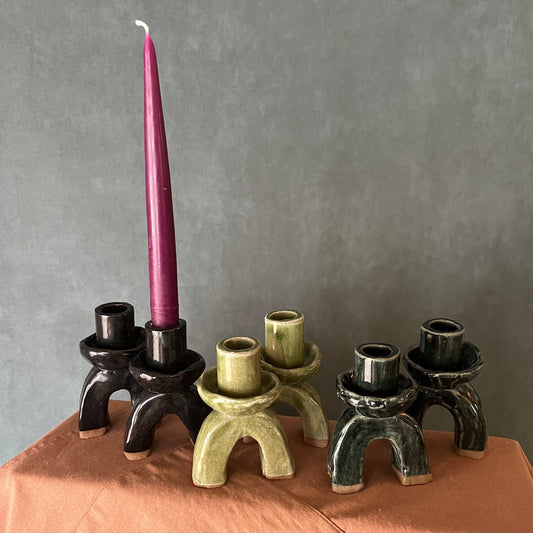 Sculptural Candlestick Holder Set by Meltz in Turquoise